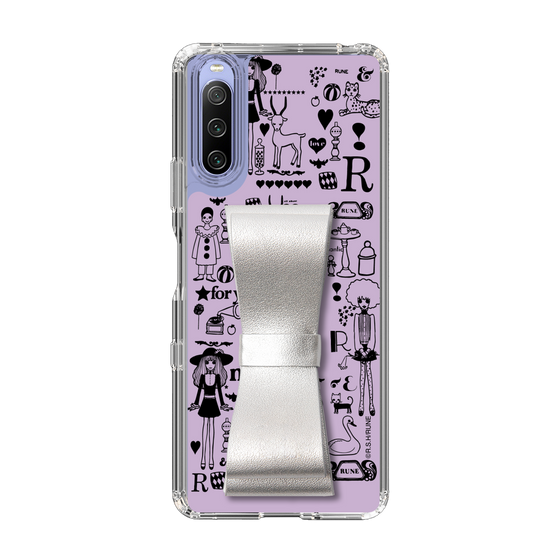 Slim Protection Case - STAND & RING RIBBON Silver［ Rune Naito - RUNE Girl Retro & Modern - Purple ］