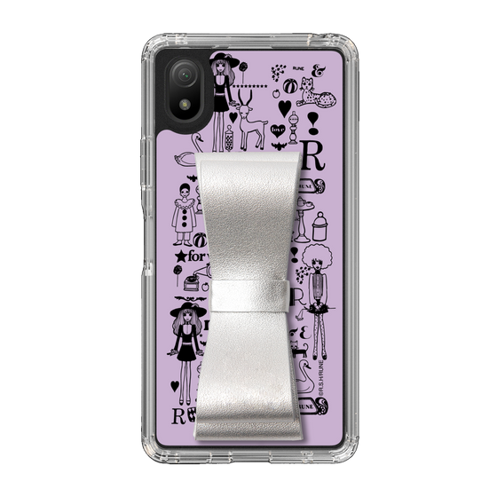 Slim Protection Case - STAND & RING RIBBON Silver［ Rune Naito - RUNE Girl Retro & Modern - Purple ］