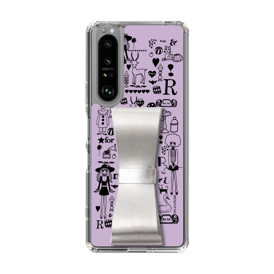 Slim Protection Case - STAND & RING RIBBON Silver［ Rune Naito - RUNE Girl Retro & Modern - Purple ］