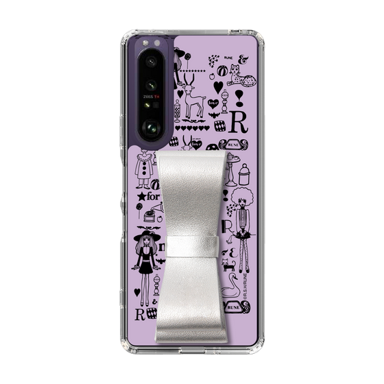 Slim Protection Case - STAND & RING RIBBON Silver［ Rune Naito - RUNE Girl Retro & Modern - Purple ］
