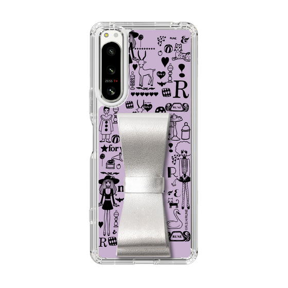 Slim Protection Case - STAND & RING RIBBON Silver［ Rune Naito - RUNE Girl Retro & Modern - Purple ］