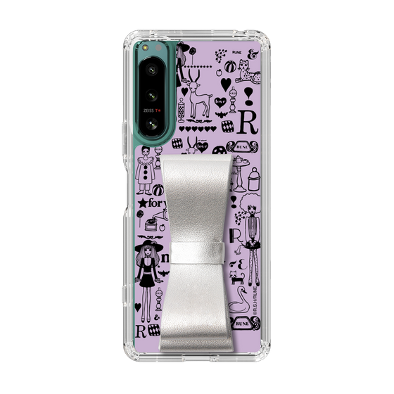Slim Protection Case - STAND & RING RIBBON Silver［ Rune Naito - RUNE Girl Retro & Modern - Purple ］