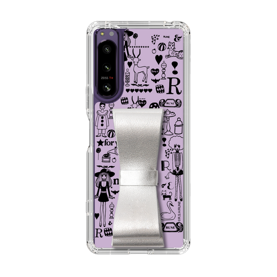 Slim Protection Case - STAND & RING RIBBON Silver［ Rune Naito - RUNE Girl Retro & Modern - Purple ］
