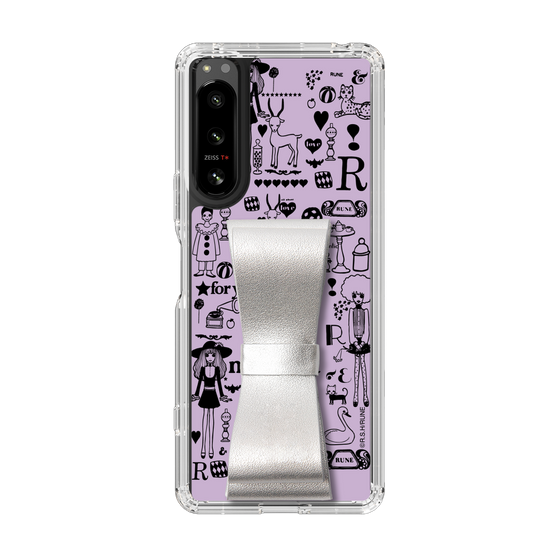 Slim Protection Case - STAND & RING RIBBON Silver［ Rune Naito - RUNE Girl Retro & Modern - Purple ］