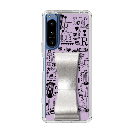 Slim Protection Case - STAND & RING RIBBON Silver［ Rune Naito - RUNE Girl Retro & Modern - Purple ］