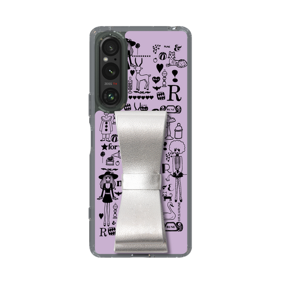 Slim Protection Case - STAND & RING RIBBON Silver［ Rune Naito - RUNE Girl Retro & Modern - Purple ］