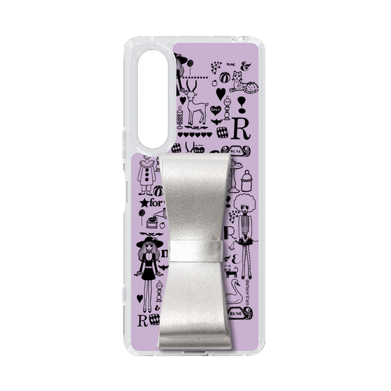 Slim Protection Case - STAND & RING RIBBON Silver［ Rune Naito - RUNE Girl Retro & Modern - Purple ］