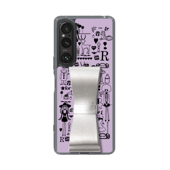 Slim Protection Case - STAND & RING RIBBON Silver［ Rune Naito - RUNE Girl Retro & Modern - Purple ］