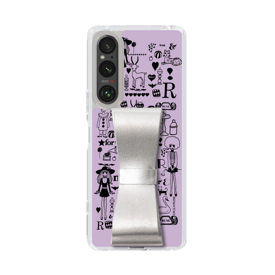 Slim Protection Case - STAND & RING RIBBON Silver［ Rune Naito - RUNE Girl Retro & Modern - Purple ］