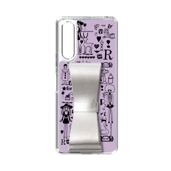 Slim Protection Case - STAND & RING RIBBON Silver［ Rune Naito - RUNE Girl Retro & Modern - Purple ］