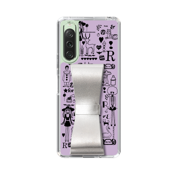 Slim Protection Case - STAND & RING RIBBON Silver［ Rune Naito - RUNE Girl Retro & Modern - Purple ］
