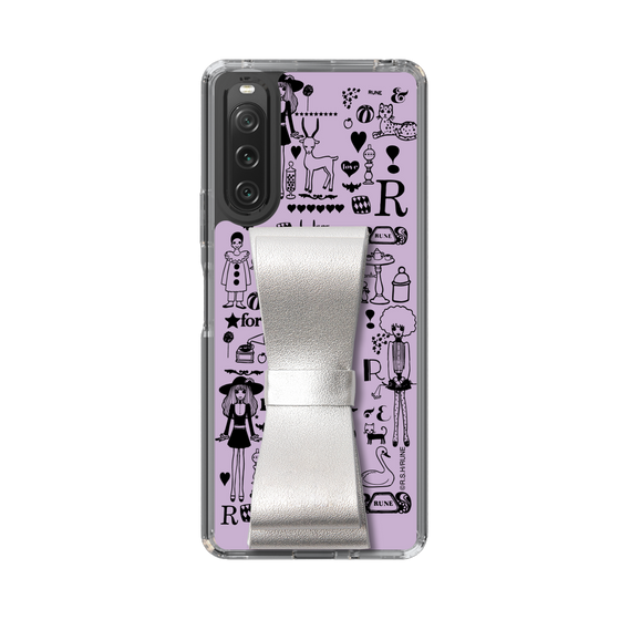 Slim Protection Case - STAND & RING RIBBON Silver［ Rune Naito - RUNE Girl Retro & Modern - Purple ］
