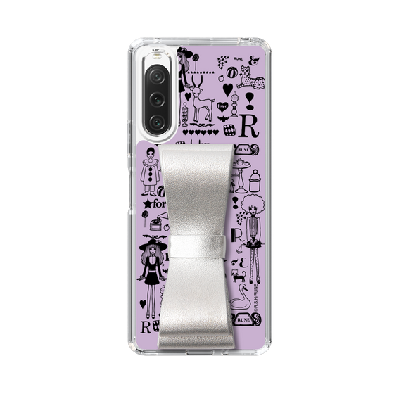 Slim Protection Case - STAND & RING RIBBON Silver［ Rune Naito - RUNE Girl Retro & Modern - Purple ］