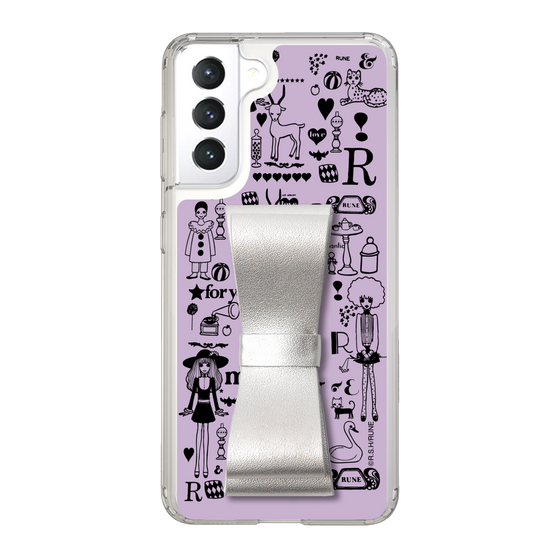 Slim Protection Case - STAND & RING RIBBON Silver［ Rune Naito - RUNE Girl Retro & Modern - Purple ］