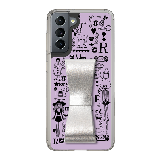 Slim Protection Case - STAND & RING RIBBON Silver［ Rune Naito - RUNE Girl Retro & Modern - Purple ］