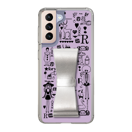Slim Protection Case - STAND & RING RIBBON Silver［ Rune Naito - RUNE Girl Retro & Modern - Purple ］