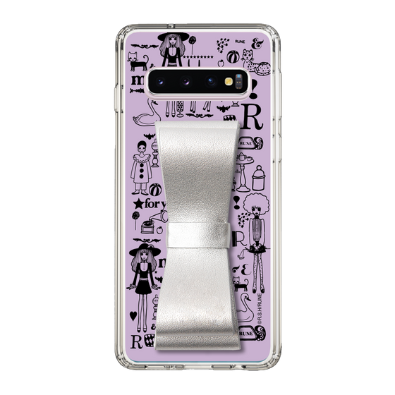 Slim Protection Case - STAND & RING RIBBON Silver［ Rune Naito - RUNE Girl Retro & Modern - Purple ］