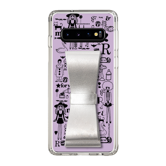 Slim Protection Case - STAND & RING RIBBON Silver［ Rune Naito - RUNE Girl Retro & Modern - Purple ］