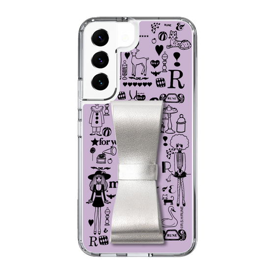 Slim Protection Case - STAND & RING RIBBON Silver［ Rune Naito - RUNE Girl Retro & Modern - Purple ］