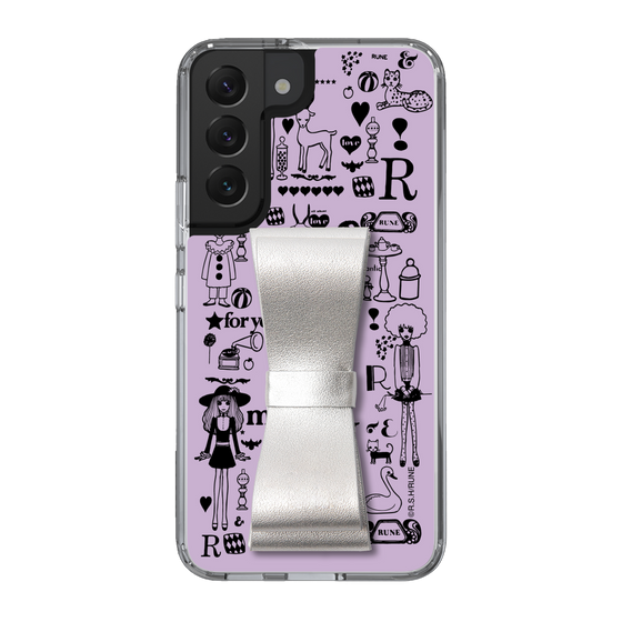 Slim Protection Case - STAND & RING RIBBON Silver［ Rune Naito - RUNE Girl Retro & Modern - Purple ］
