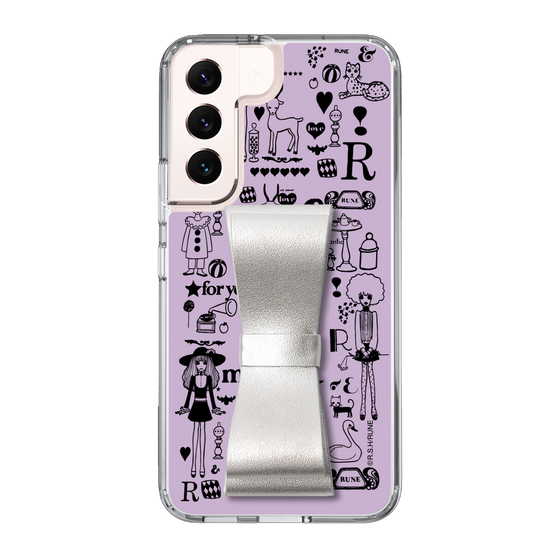 Slim Protection Case - STAND & RING RIBBON Silver［ Rune Naito - RUNE Girl Retro & Modern - Purple ］