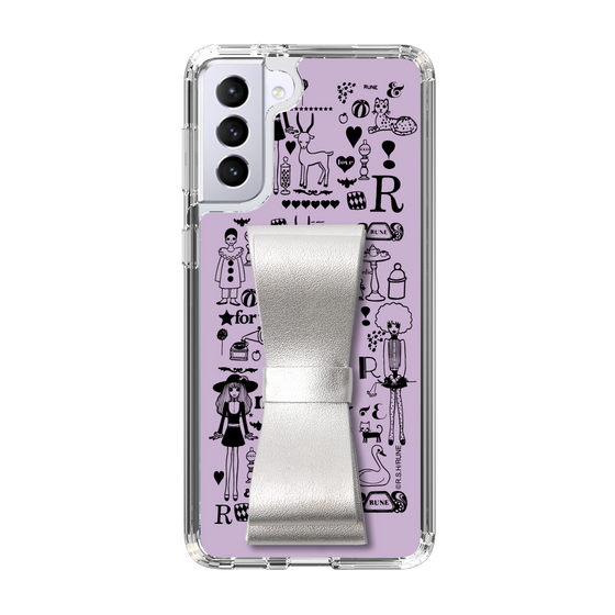Slim Protection Case - STAND & RING RIBBON Silver［ Rune Naito - RUNE Girl Retro & Modern - Purple ］