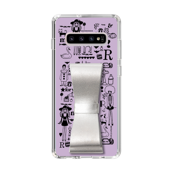 Slim Protection Case - STAND & RING RIBBON Silver［ Rune Naito - RUNE Girl Retro & Modern - Purple ］