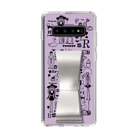 Slim Protection Case - STAND & RING RIBBON Silver［ Rune Naito - RUNE Girl Retro & Modern - Purple ］