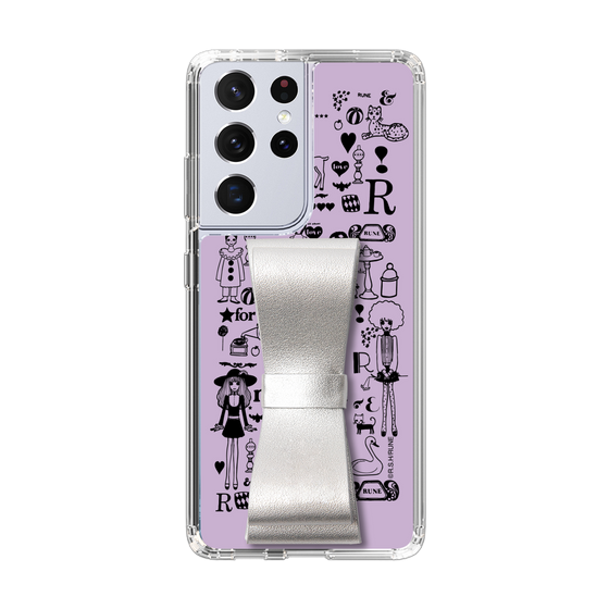 Slim Protection Case - STAND & RING RIBBON Silver［ Rune Naito - RUNE Girl Retro & Modern - Purple ］