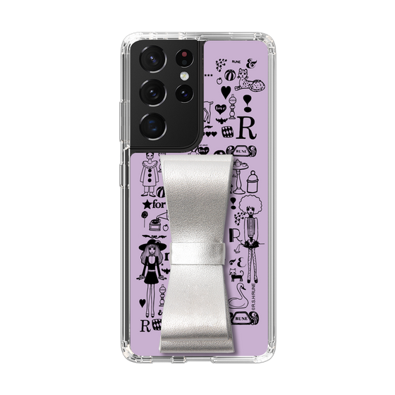 Slim Protection Case - STAND & RING RIBBON Silver［ Rune Naito - RUNE Girl Retro & Modern - Purple ］