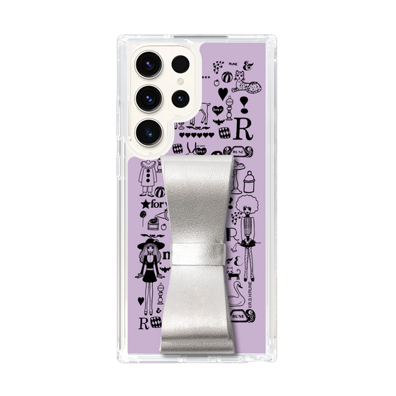Slim Protection Case - STAND & RING RIBBON Silver［ Rune Naito - RUNE Girl Retro & Modern - Purple ］