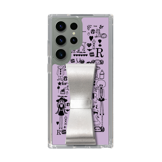 Slim Protection Case - STAND & RING RIBBON Silver［ Rune Naito - RUNE Girl Retro & Modern - Purple ］