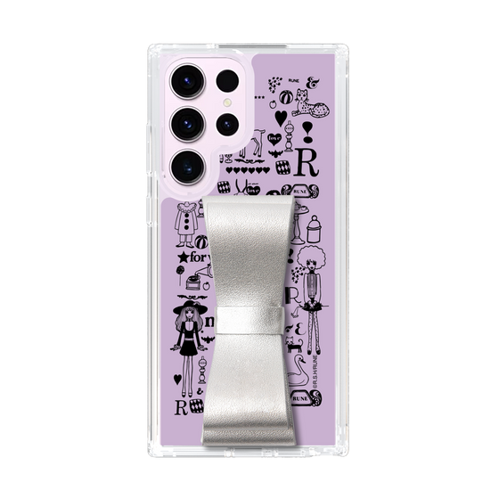 Slim Protection Case - STAND & RING RIBBON Silver［ Rune Naito - RUNE Girl Retro & Modern - Purple ］
