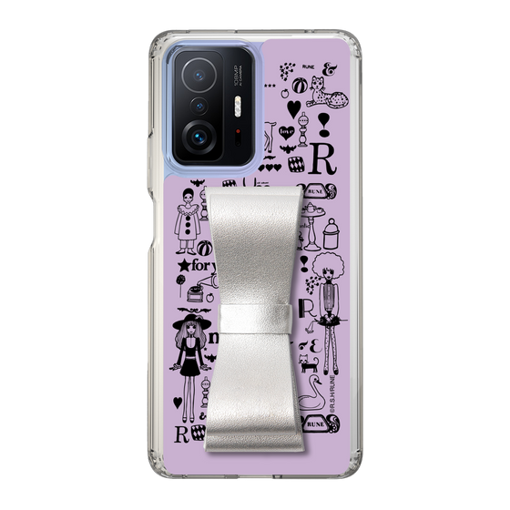 Slim Protection Case - STAND & RING RIBBON Silver［ Rune Naito - RUNE Girl Retro & Modern - Purple ］