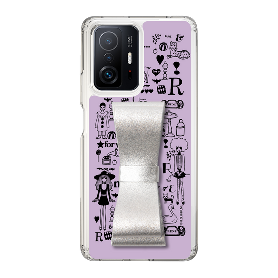 Slim Protection Case - STAND & RING RIBBON Silver［ Rune Naito - RUNE Girl Retro & Modern - Purple ］