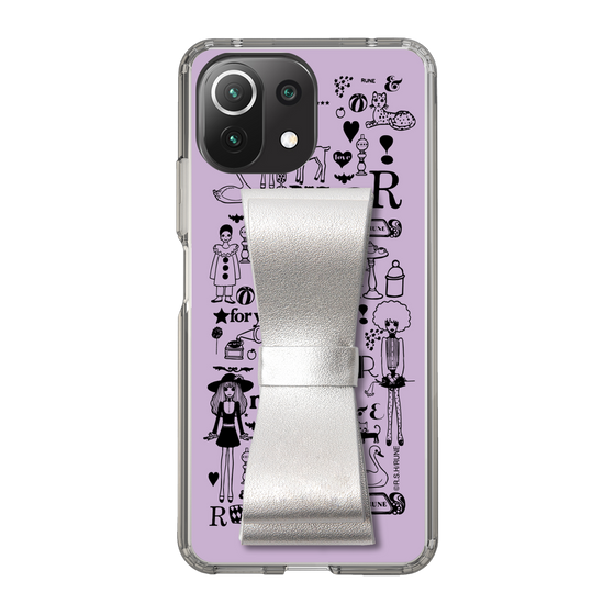 Slim Protection Case - STAND & RING RIBBON Silver［ Rune Naito - RUNE Girl Retro & Modern - Purple ］
