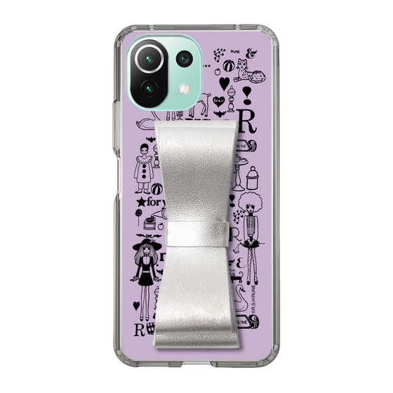 Slim Protection Case - STAND & RING RIBBON Silver［ Rune Naito - RUNE Girl Retro & Modern - Purple ］