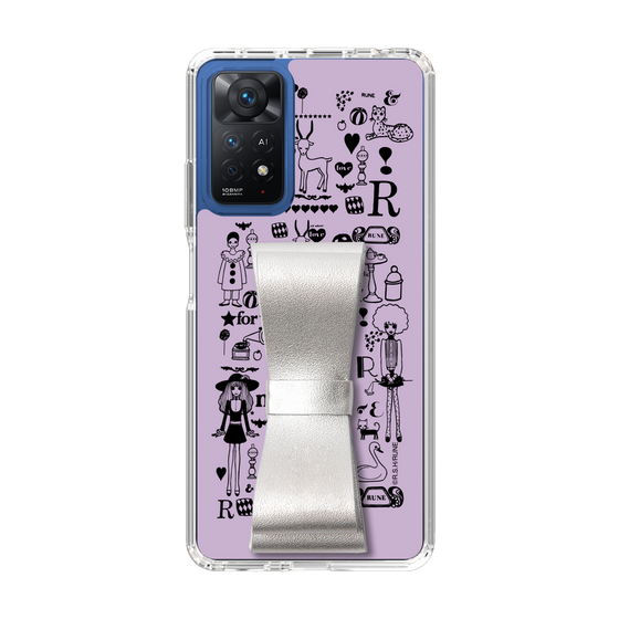 Slim Protection Case - STAND & RING RIBBON Silver［ Rune Naito - RUNE Girl Retro & Modern - Purple ］