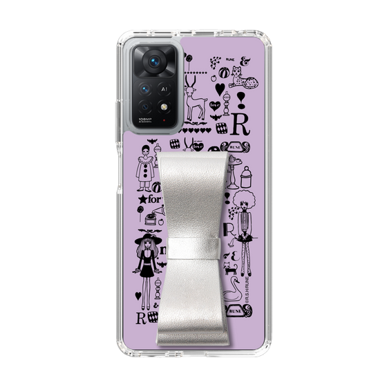 Slim Protection Case - STAND & RING RIBBON Silver［ Rune Naito - RUNE Girl Retro & Modern - Purple ］