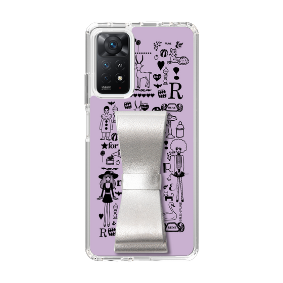 Slim Protection Case - STAND & RING RIBBON Silver［ Rune Naito - RUNE Girl Retro & Modern - Purple ］