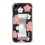 Slim Protection Case - STAND & RING RIBBON Silver［ Rune Naito - RUNE Flower - Pink ］