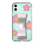 Slim Protection Case - STAND & RING RIBBON Silver［ Rune Naito - RUNE Flower - Pink ］
