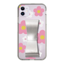 Slim Protection Case - STAND & RING RIBBON Silver［ Rune Naito - RUNE Flower - Pink ］