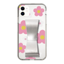 Slim Protection Case - STAND & RING RIBBON Silver［ Rune Naito - RUNE Flower - Pink ］