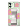 Slim Protection Case - STAND & RING RIBBON Silver［ Rune Naito - RUNE Flower - Pink ］