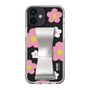 Slim Protection Case - STAND & RING RIBBON Silver［ Rune Naito - RUNE Flower - Pink ］