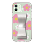 Slim Protection Case - STAND & RING RIBBON Silver［ Rune Naito - RUNE Flower - Pink ］
