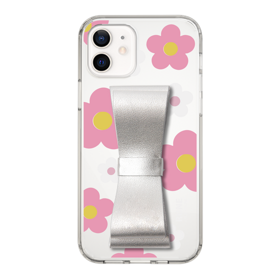 Slim Protection Case - STAND & RING RIBBON Silver［ Rune Naito - RUNE Flower - Pink ］
