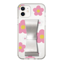 Slim Protection Case - STAND & RING RIBBON Silver［ Rune Naito - RUNE Flower - Pink ］