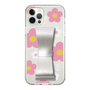 Slim Protection Case - STAND & RING RIBBON Silver［ Rune Naito - RUNE Flower - Pink ］